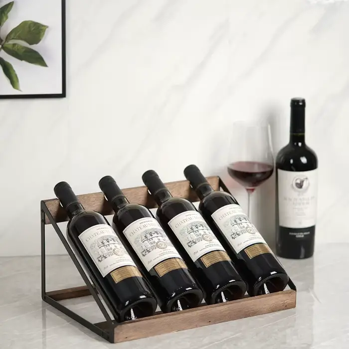 Casier à vin trapézoïdal-présentoir incliné à 4 bouteilles