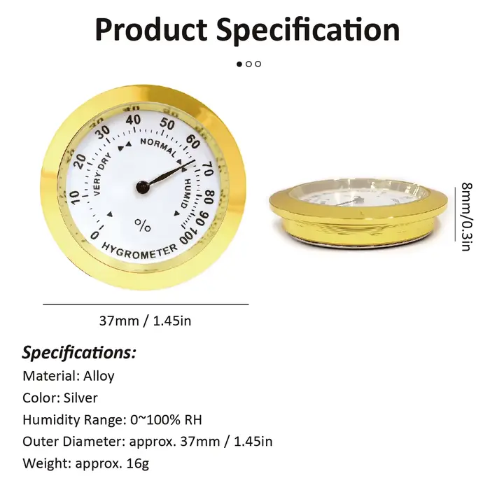 Hygromètre à cigares 43mm MiniCigars humidificateurs