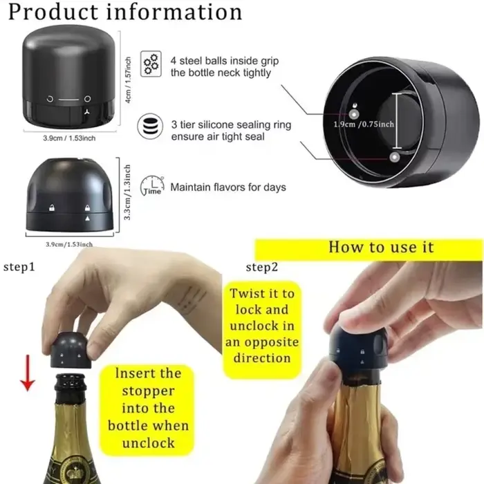 Bouchon de bouteille de vin réutilisable en silicone