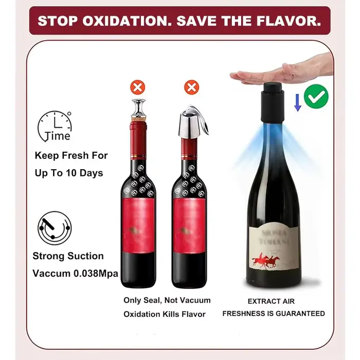 Bouchon de bouteille de vin sous vide réutilisable