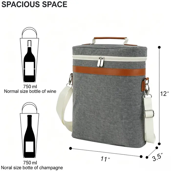 Sac isotherme pour 2/3 bouteilles de vin
