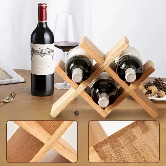 Porte-vin en bois pour 4 bouteilles - Style rustique campagnard