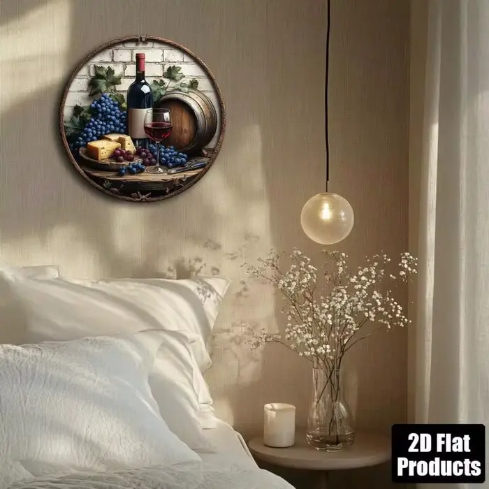 Panneau Métallique Rond Vintage 8x8 Pouces