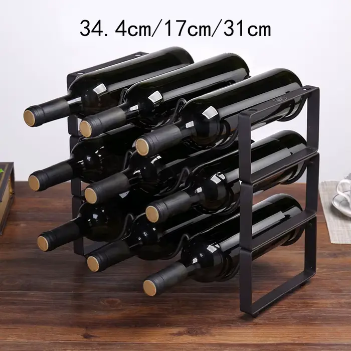 Porte-bouteilles à vin 3 emplacements en fil métallique