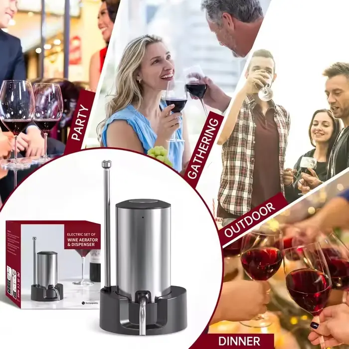 Aérateur et distributeur de vin électriques intelligents avec fonction rechargeable TYPE-C - Outil élégant pour un verser parfait du vin