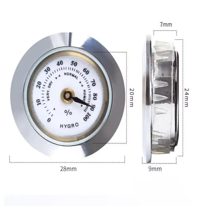 Hygromètre pour humidor à cigares de 28 mm