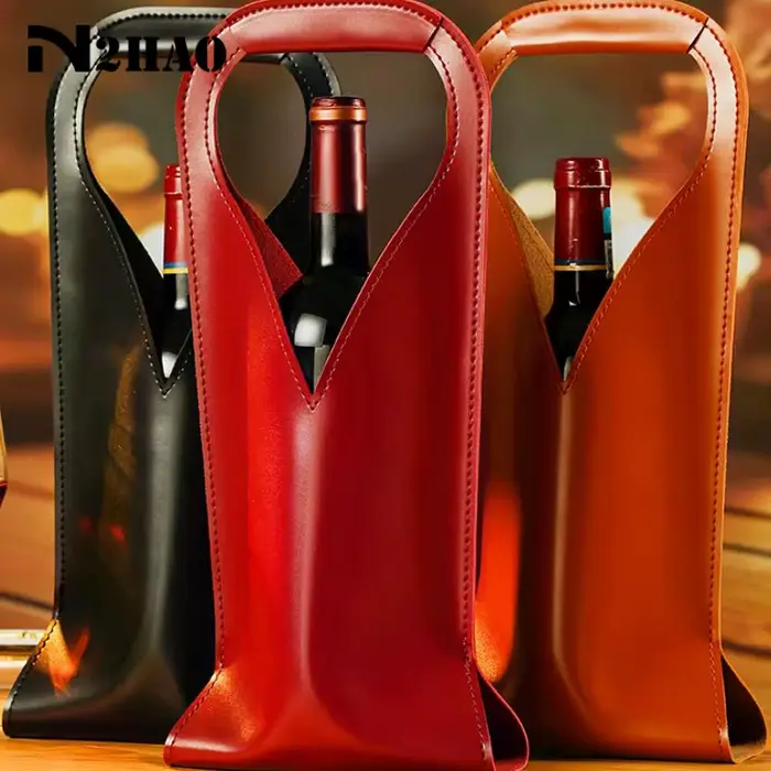 Sac cadeau de vin, porte-fourre-tout de vin en cuir réutilisable