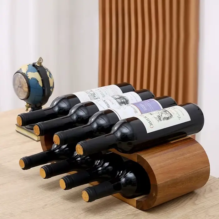 Présentoir de vin rouge Double couche en bois massif