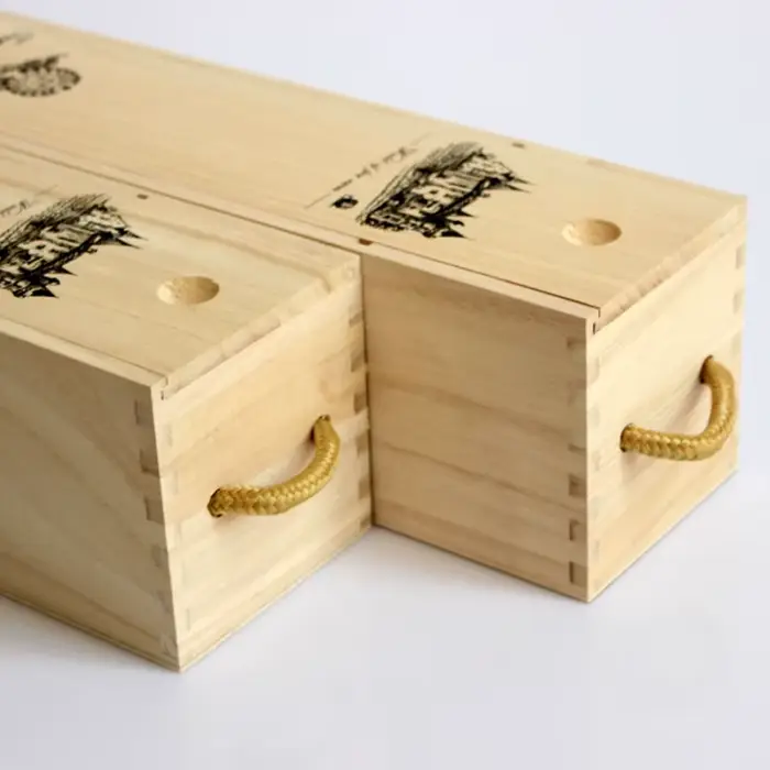 Boîte à vin en bois à bouteille unique avec couvercle