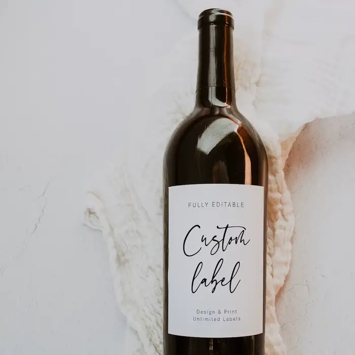 Étiquettes de vin Photo étiquette de vin minimaliste faveur de mariage