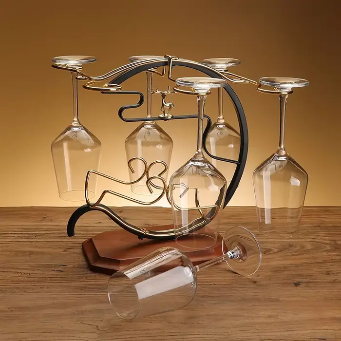 Support créatif en bois pour verres à vin