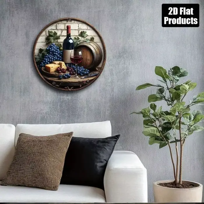 Panneau Métallique Rond Vintage 8x8 Pouces
