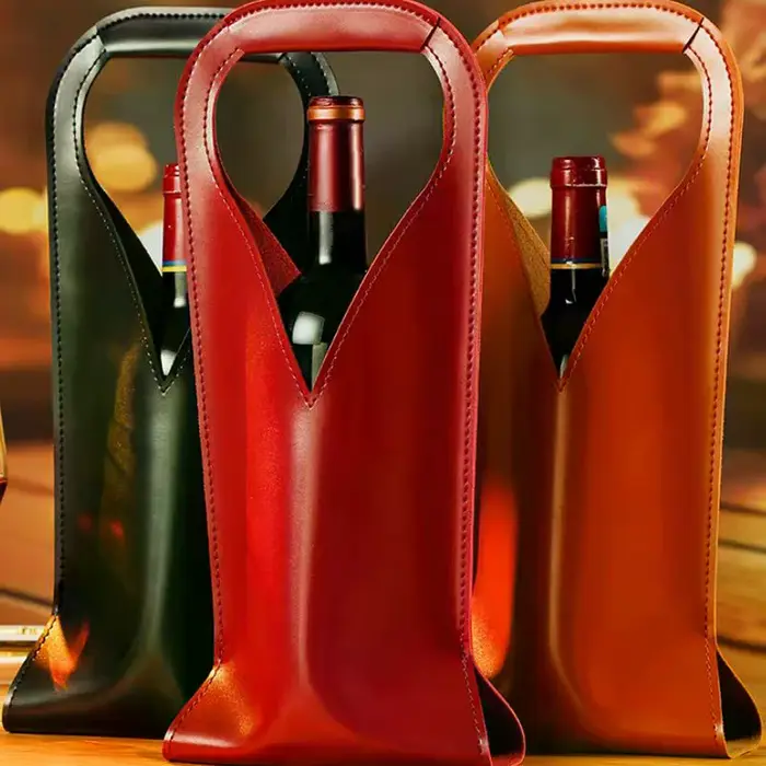 Sac cadeau de vin, porte-fourre-tout de vin en cuir réutilisable