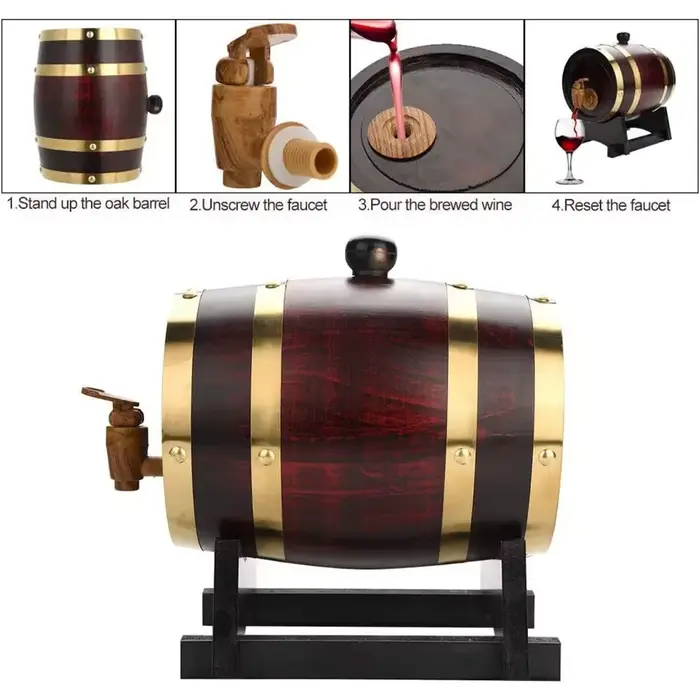 Nouveau Baril à Vin en Bois 1L/1.5L/3L