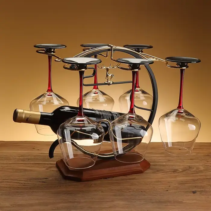 Support créatif en bois pour verres à vin