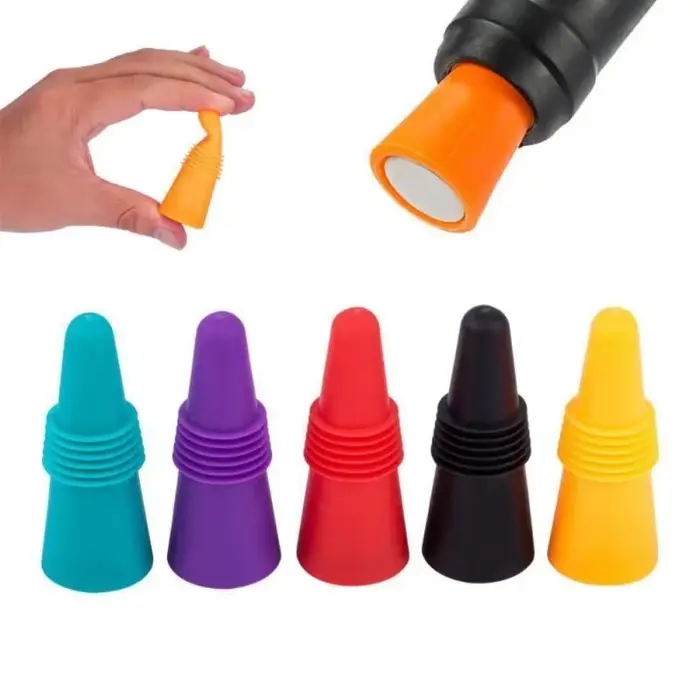 Bouchon de vin – Bouchons de bouteille de vin en silicone avec dessus de poignée