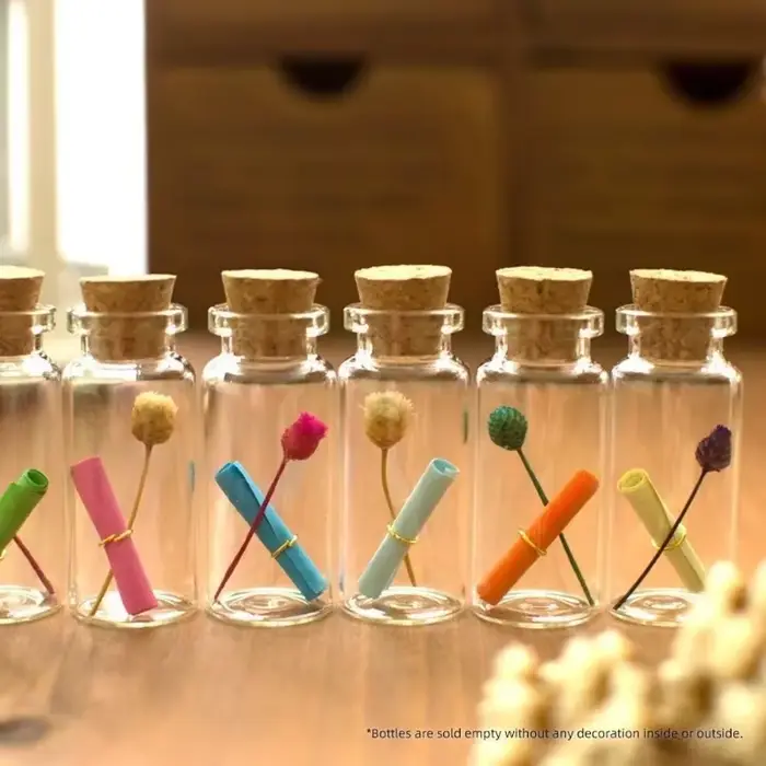 50/10 pièces MIni bouteilles en verre avec bouchons en liège bricolage décoration