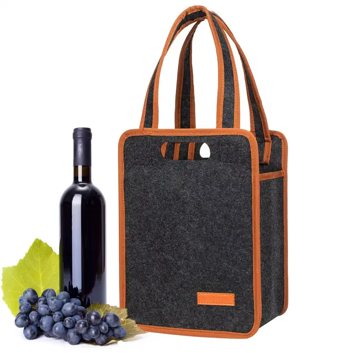Sac isotherme réutilisable en feutre pour 6 bouteilles de vin – Idéal pour barbecue