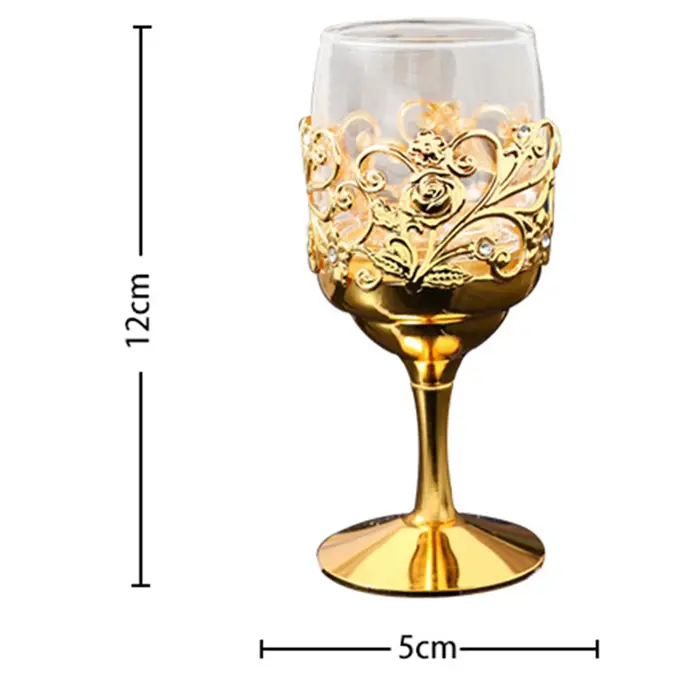 Verre à vin doré luxueux, élégant, vintage, creux, pour boire du vin, pour pendaison de crémaillère, cadeau de fête