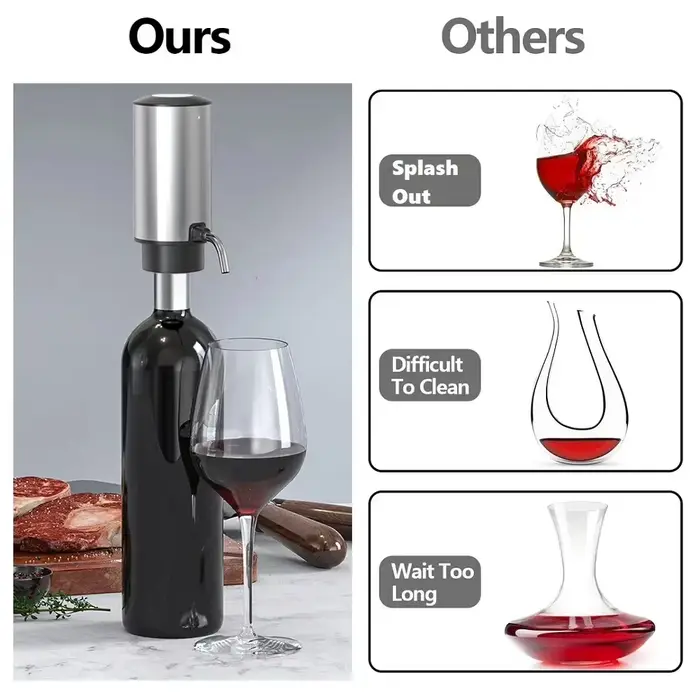 Aérateur et distributeur de vin électrique intelligent en acier inoxydable