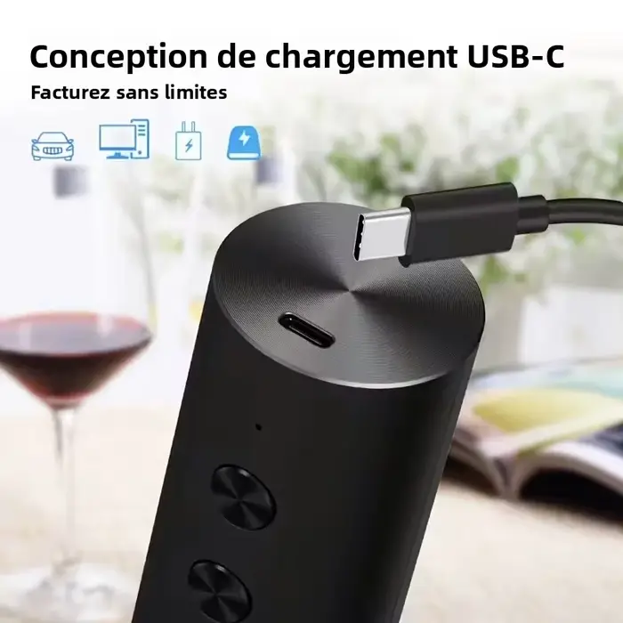 Ouvre-bouteille électrique Rechargeable avec coupe-feuille