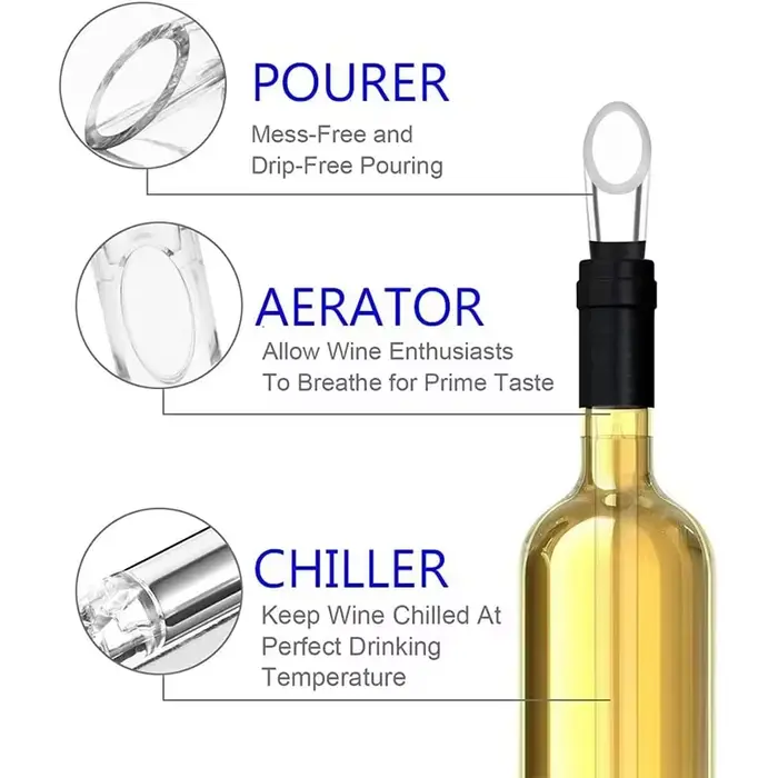 Refroidisseur de bouteille de vin 3 en 1 en acier inoxydable