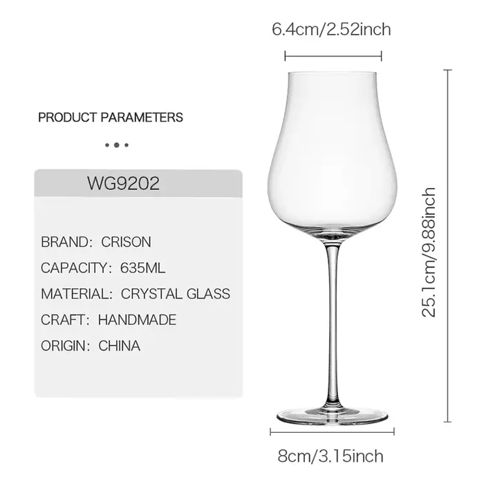 CRISON WG9202 verres à vin en cristal faits à la main rouge et blanc tasses en verre commerciales et domestiques pour servir des boissons