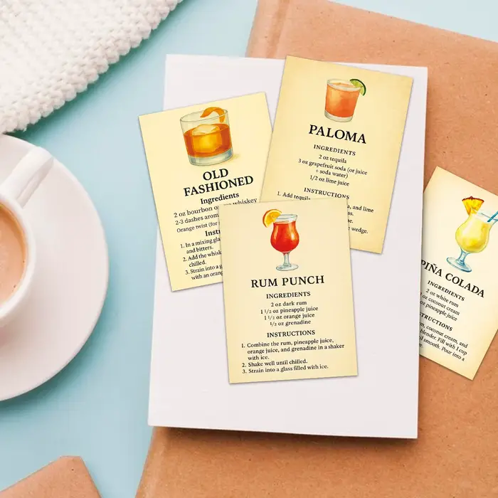 20 cartes de recettes d'ingrédients pour cocktails