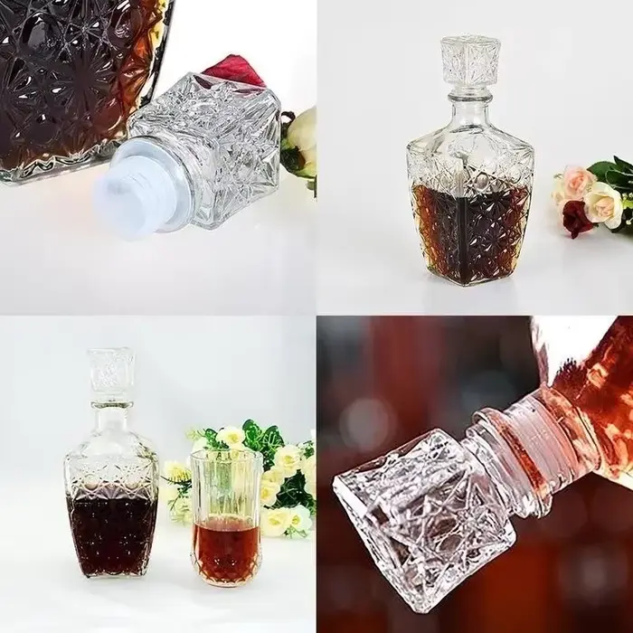 Bouteille Transparente en Verre Clip pour Whisky ou Vin Français