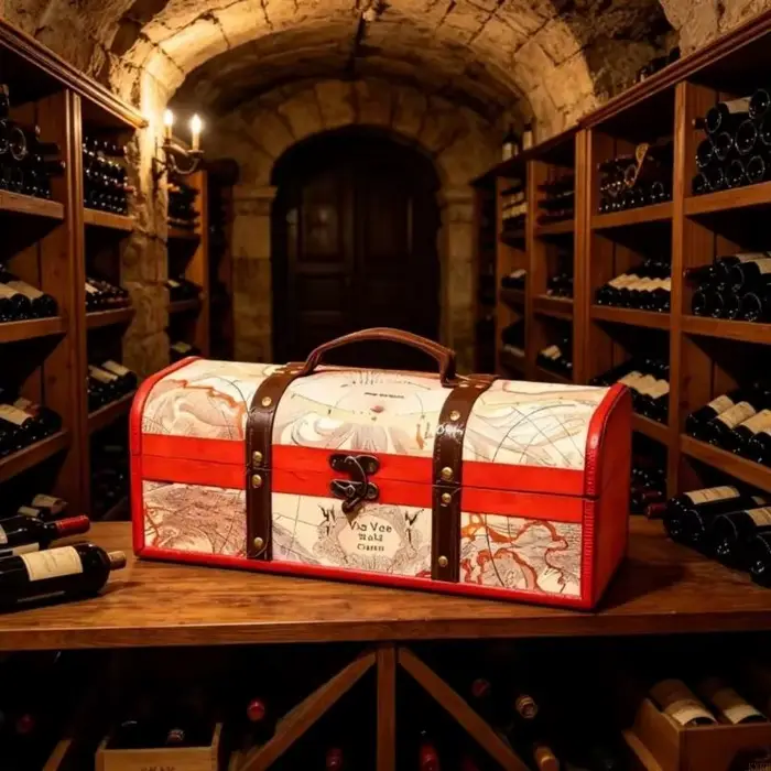 Boîte à vin en bois, mallette rangement décorative à main pour affichage Collection bouteilles vin rouge KXRE