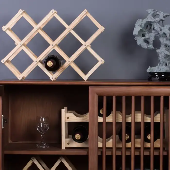 Casier à vin multifonctionnel en bois fait à la main