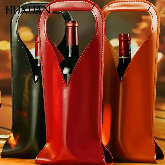 Sac cadeau de vin, porte-fourre-tout de vin en cuir réutilisable