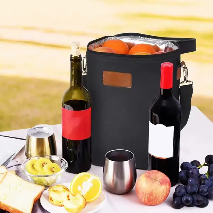Sac à déjeuner sac isolant vin rouge 4 bouteilles vin glace froide refroidisseur pochettes en plein air porte-vin