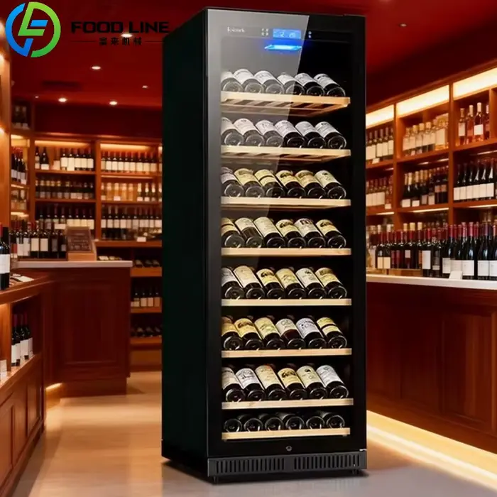 Vitrine réfrigérée professionnelle sur mesure avec porte vitrée pour vins