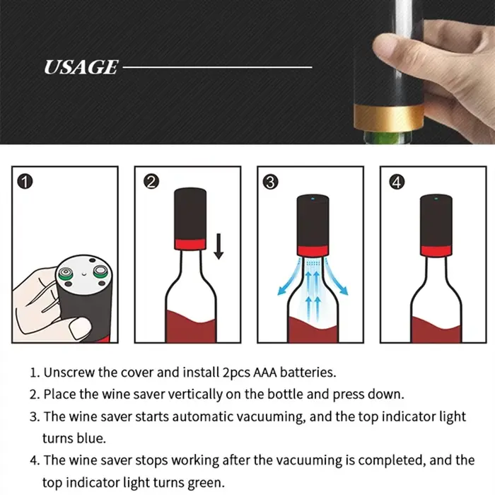 Bouchon de bouteille de vin sous vide électrique