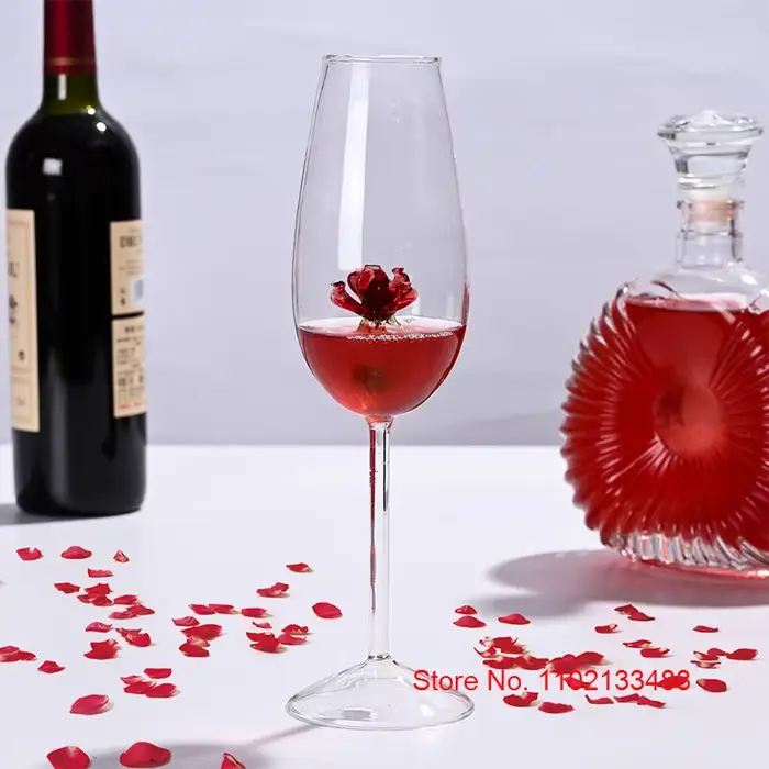 Verre à Champagne en Clip avec Rose à l'Intérieur