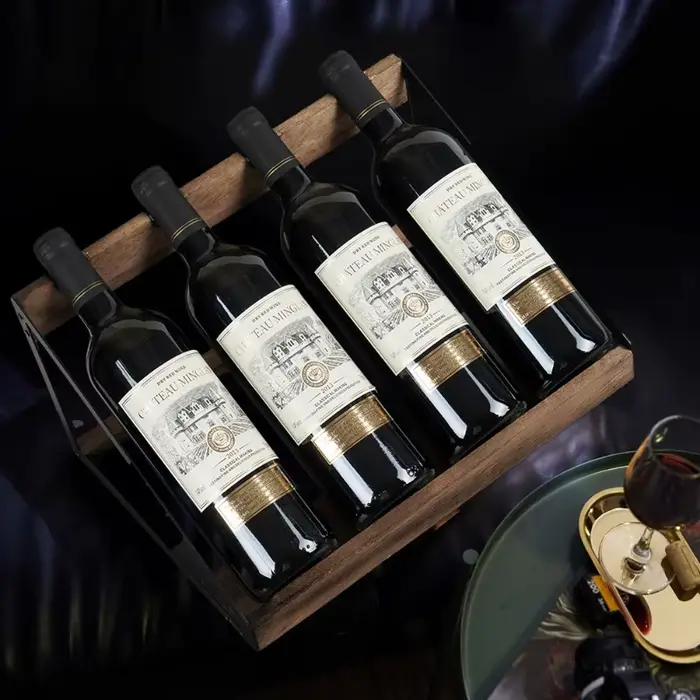 Casier à vin trapézoïdal-présentoir incliné à 4 bouteilles