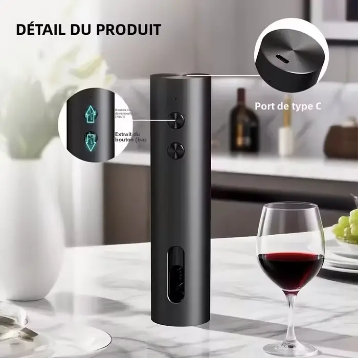 Ouvre-bouteille électrique Rechargeable avec coupe-feuille
