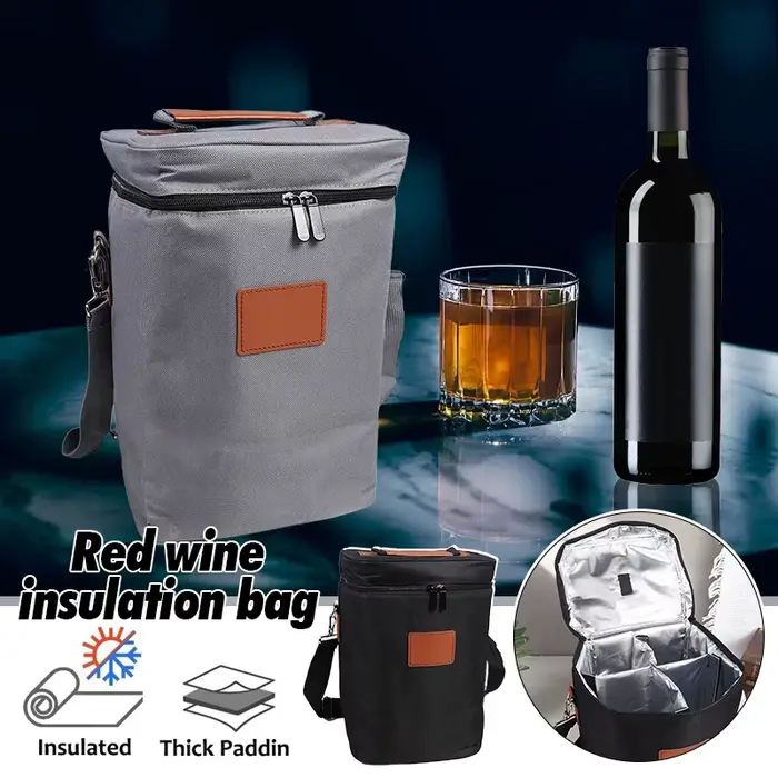 Sac à déjeuner sac isolant vin rouge 4 bouteilles vin glace froide refroidisseur pochettes en plein air porte-vin