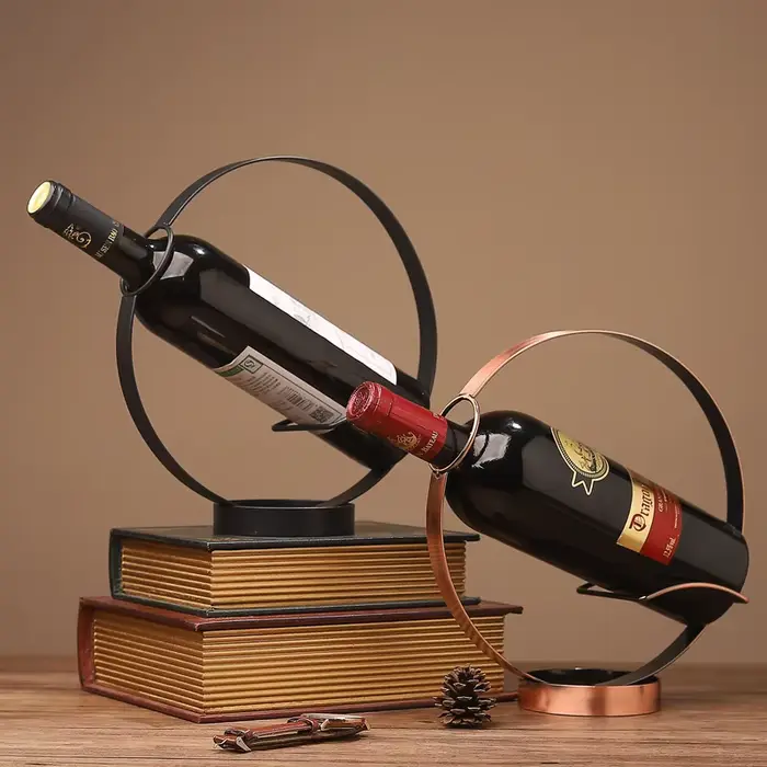 Casier à vin rond en fer rétro créatif