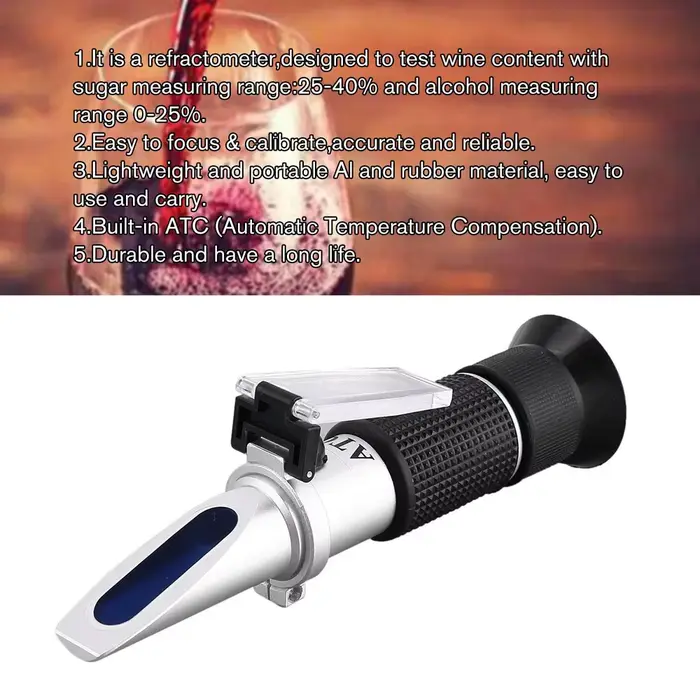 Réfractomètre 3 en 1 pour raisin et alcool RHW-25VATC 0-25%Vol 0-40%Brix 0-22Baume