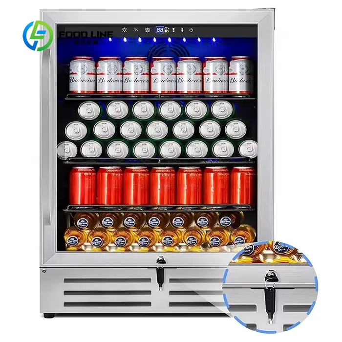 Réfrigérateur à boissons et à vin commercial personnalisé de 24 pouces pour le stockage et l'affichage