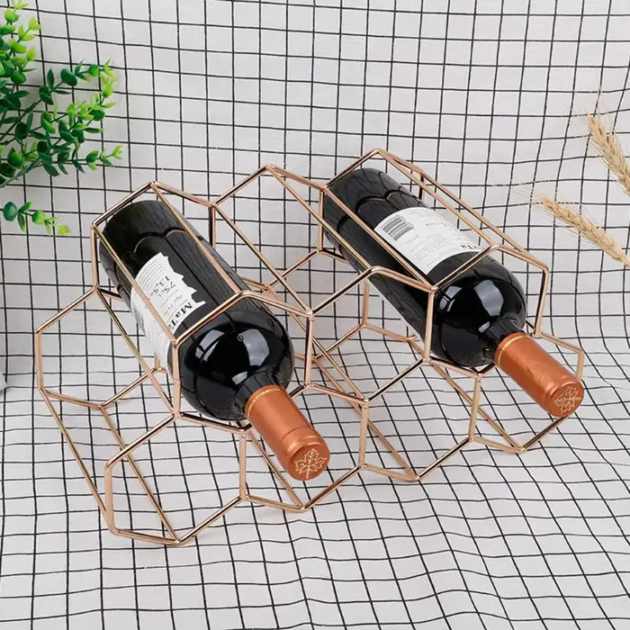 Casier à vin en forme de nid d'abeille en métal moderne