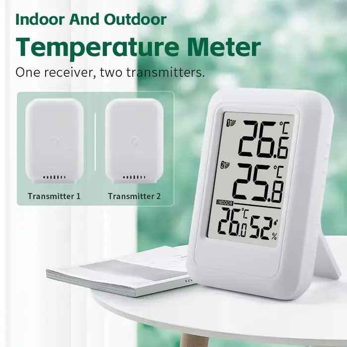 Marque sans fil numérique hygromètre thermomètre cave à vin cuisine jardin moniteur de température 2 capteurs extérieurs enregistrement-40 ° C~60 ° C